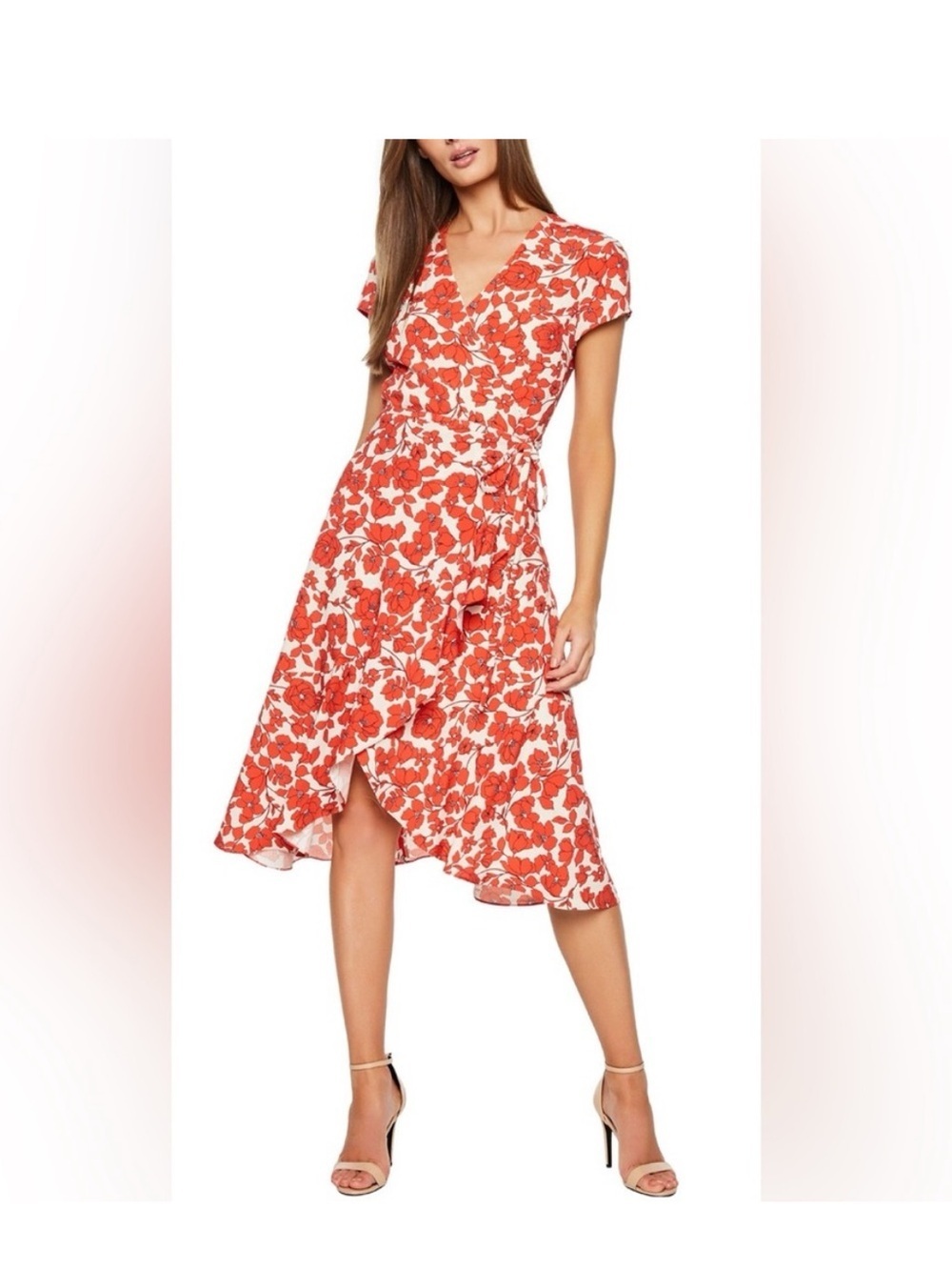 Bardot Nordstorm Fiesta Floral Faux Wrap Midi Dress